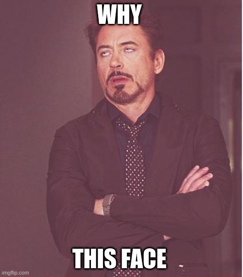 Face You Make Robert Downey Jr |  WHY; THIS FACE | image tagged in memes,face you make robert downey jr | made w/ Imgflip meme maker