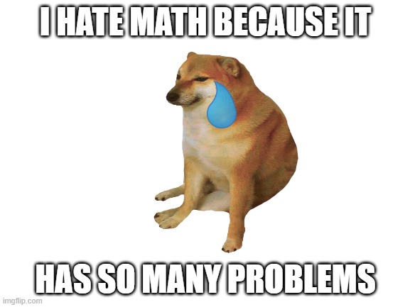 problems of division and cancelation, mostly |  I HATE MATH BECAUSE IT; HAS SO MANY PROBLEMS | image tagged in cheems | made w/ Imgflip meme maker