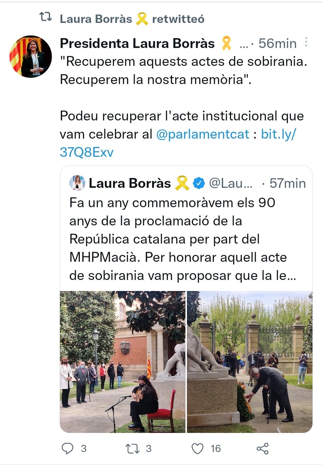 Laura Borràs RT i menció a ella mateixa Blank Meme Template