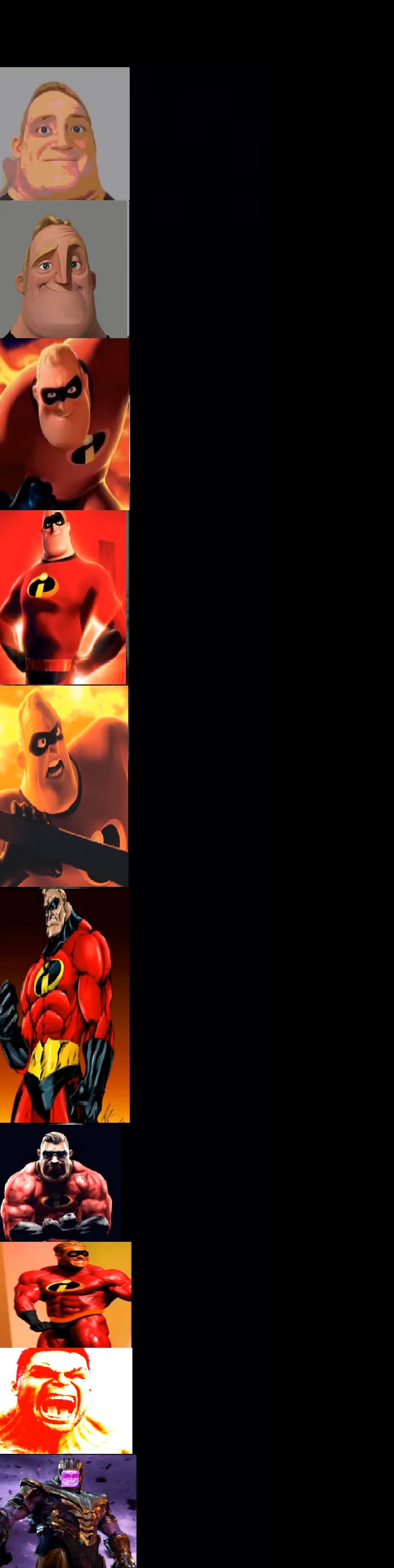 Mr incredible becomes ascended / powerful meme template with