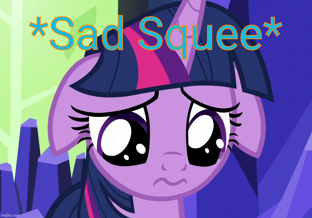 Sad Twilight (MLP) | *Sad Squee* | image tagged in sad twilight mlp | made w/ Imgflip meme maker