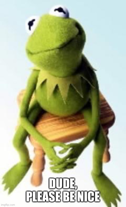 Concerned Kermit | DUDE, PLEASE BE NICE | image tagged in concerned kermit | made w/ Imgflip meme maker