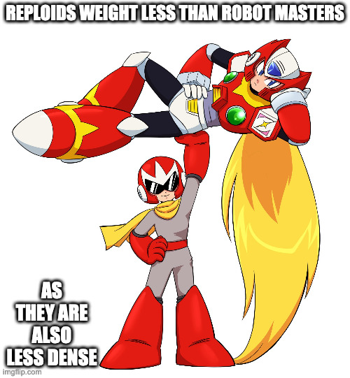 Proto Man Holding Zero | REPLOIDS WEIGHT LESS THAN ROBOT MASTERS; AS THEY ARE ALSO LESS DENSE | image tagged in megaman,protoman,megaman x,zero,memes | made w/ Imgflip meme maker