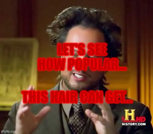 Ancient Aliens |  LET'S SEE HOW POPULAR... THIS HAIR CAN GET... | image tagged in popular vote | made w/ Imgflip meme maker