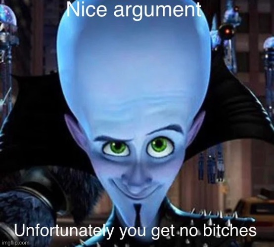 Nice argument, unfortunately you get no bitches | image tagged in nice argument unfortunately you get no bitches | made w/ Imgflip meme maker