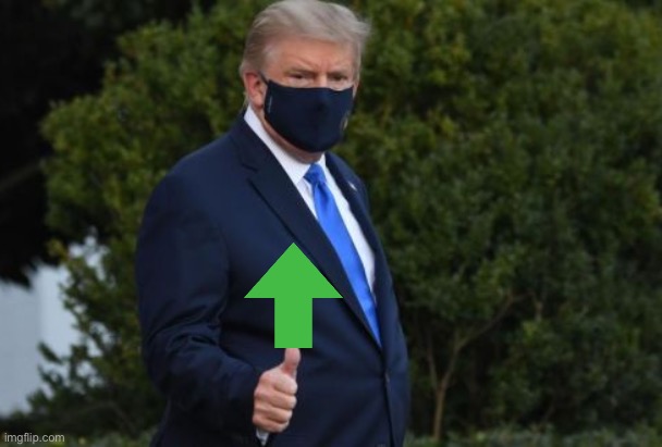 Trump upvote face mask wide | image tagged in trump upvote face mask wide | made w/ Imgflip meme maker