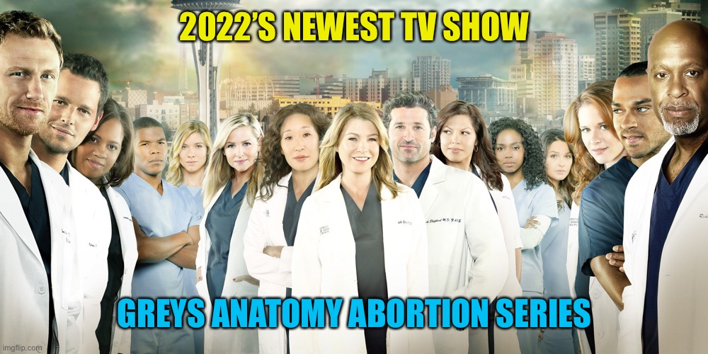Doing everything in their power to kill babies | 2022’S NEWEST TV SHOW; GREYS ANATOMY ABORTION SERIES | image tagged in grey's anatomy | made w/ Imgflip meme maker