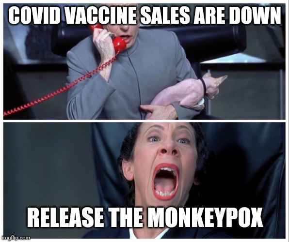 Apparently this is political??? | COVID VACCINE SALES ARE DOWN; RELEASE THE MONKEYPOX | image tagged in dr evil and frau yelling | made w/ Imgflip meme maker