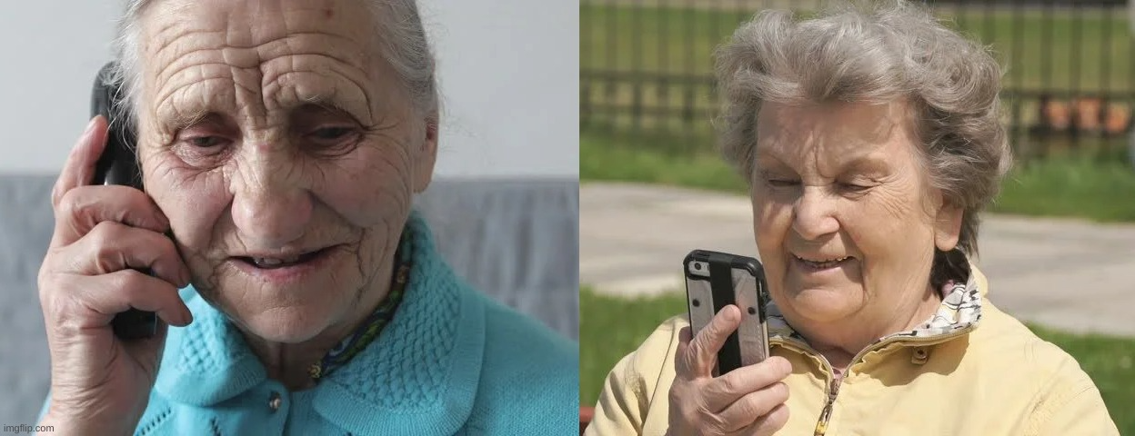 High Quality Two old elderly women on cell phone Blank Meme Template