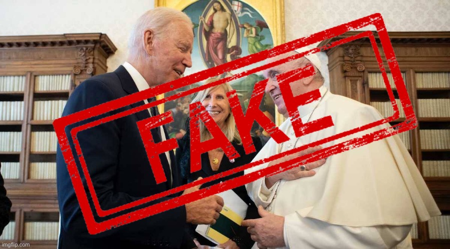 "The photo is real but these two 'Catholics' are faaaaake!!" -Average American Catholic | made w/ Imgflip meme maker