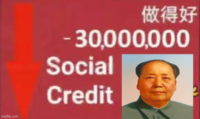 social credit | image tagged in social credit | made w/ Imgflip meme maker