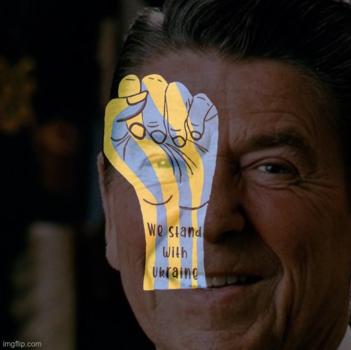 Ronald Reagan stands with Ukraine Blank Meme Template