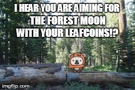 I HEAR YOU ARE AIMING FOR   THE FOREST MOON  WITH YOUR LEAFCOINS!? | made w/ Imgflip meme maker