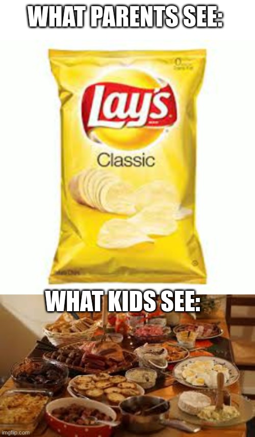 5 Course Meal. |  WHAT PARENTS SEE:; WHAT KIDS SEE: | image tagged in what adults see what kids see,barney will eat all of your delectable biscuits,oh wow are you actually reading these tags | made w/ Imgflip meme maker