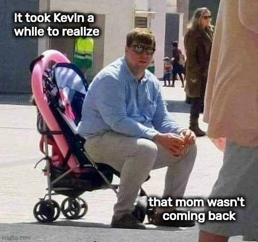 At least he's patient | It took Kevin a
  while to realize; that mom wasn't  
coming back | image tagged in i'll just wait here,come back,batman don't leave me,mom pick me up i'm scared | made w/ Imgflip meme maker