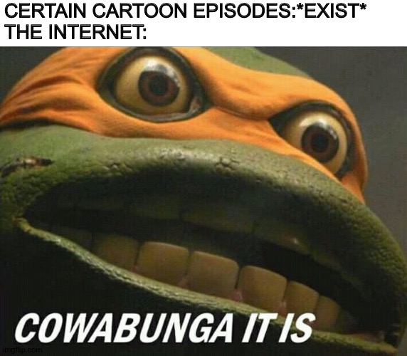 Cowabunga it is | CERTAIN CARTOON EPISODES:*EXIST*
THE INTERNET: | image tagged in cowabunga it is | made w/ Imgflip meme maker