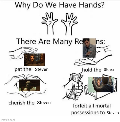 Why do we have hands? (all blank) | Steven; Steven; Steven; Steven | image tagged in why do we have hands all blank | made w/ Imgflip meme maker
