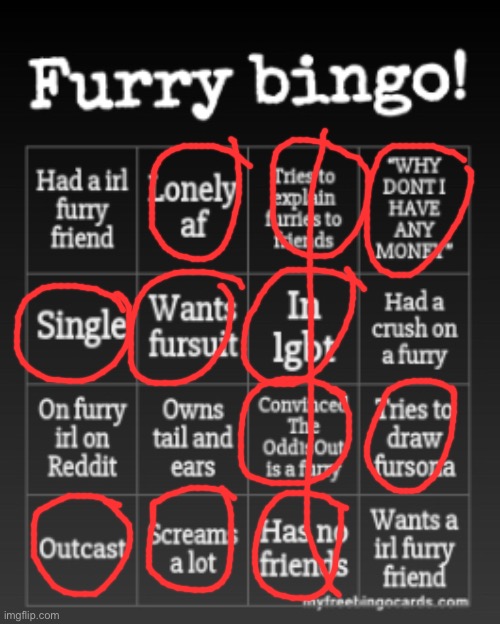 Furry bingo | image tagged in furry bingo | made w/ Imgflip meme maker