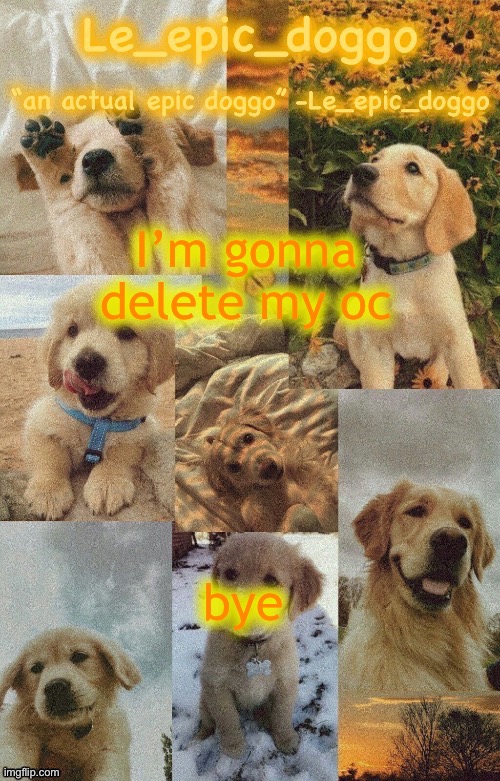 Doggo temp by doggo. Wait what that’s confusing | I’m gonna delete my oc; bye | image tagged in doggo temp by doggo wait what that s confusing | made w/ Imgflip meme maker