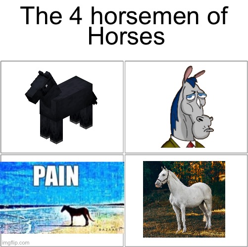 Horse | The 4 horsemen of; Horses | image tagged in the 4 horsemen of | made w/ Imgflip meme maker