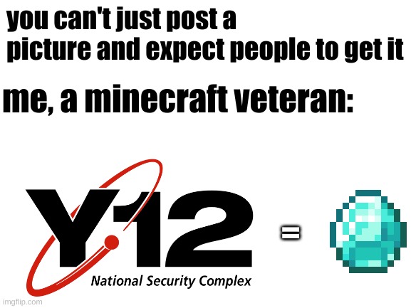 hmmm | you can't just post a picture and expect people to get it; me, a minecraft veteran:; = | image tagged in blank white template,diamond | made w/ Imgflip meme maker