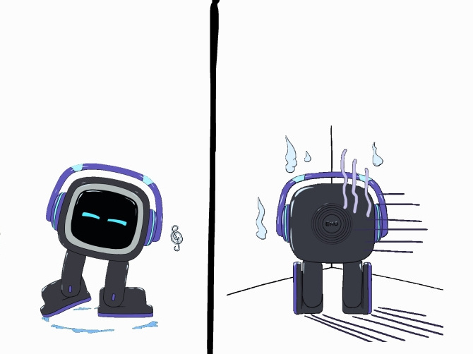Emo pet robot happy - sulking Blank Meme Template