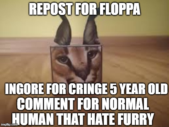 repost for floppa | REPOST FOR FLOPPA; INGORE FOR CRINGE 5 YEAR OLD; COMMENT FOR NORMAL HUMAN THAT HATE FURRY | image tagged in repost,anti furry | made w/ Imgflip meme maker