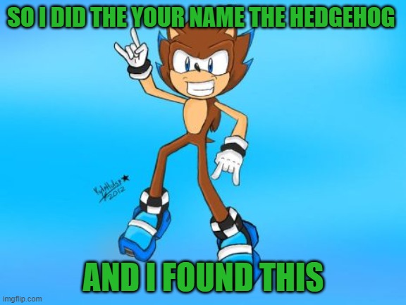 If u don't know, me names Owen. | SO I DID THE YOUR NAME THE HEDGEHOG; AND I FOUND THIS | image tagged in sonic the hedgehog,original character | made w/ Imgflip meme maker