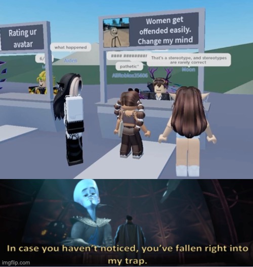 No Offense | image tagged in roblox,megamind trap template,who reads these | made w/ Imgflip meme maker