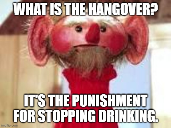 Scrawl | WHAT IS THE HANGOVER? IT'S THE PUNISHMENT FOR STOPPING DRINKING. | image tagged in scrawl | made w/ Imgflip meme maker