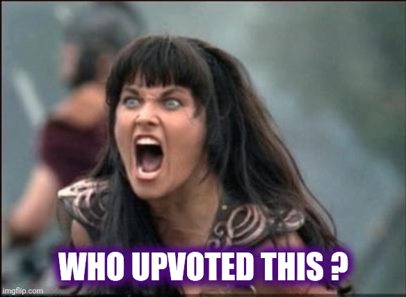 Angry Xena | WHO UPVOTED THIS ? | image tagged in angry xena | made w/ Imgflip meme maker