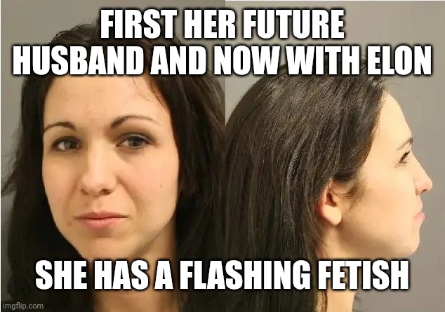 Flash in the pan | FIRST HER FUTURE HUSBAND AND NOW WITH ELON; SHE HAS A FLASHING FETISH | image tagged in lauren boebert mugshot | made w/ Imgflip meme maker