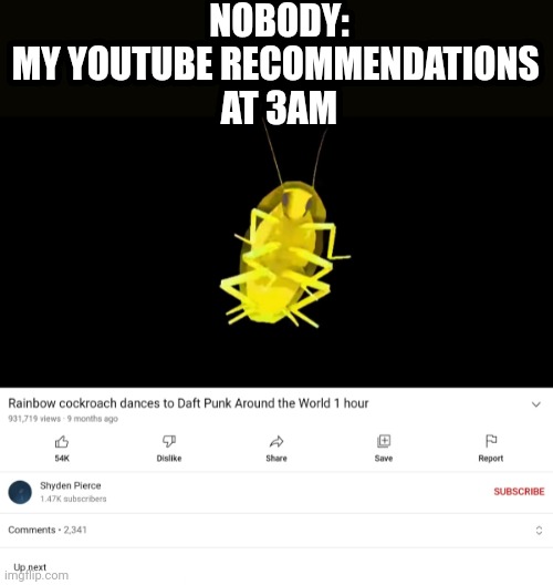 Youtube | NOBODY:
MY YOUTUBE RECOMMENDATIONS 
AT 3AM | image tagged in youtube,daft punk | made w/ Imgflip meme maker