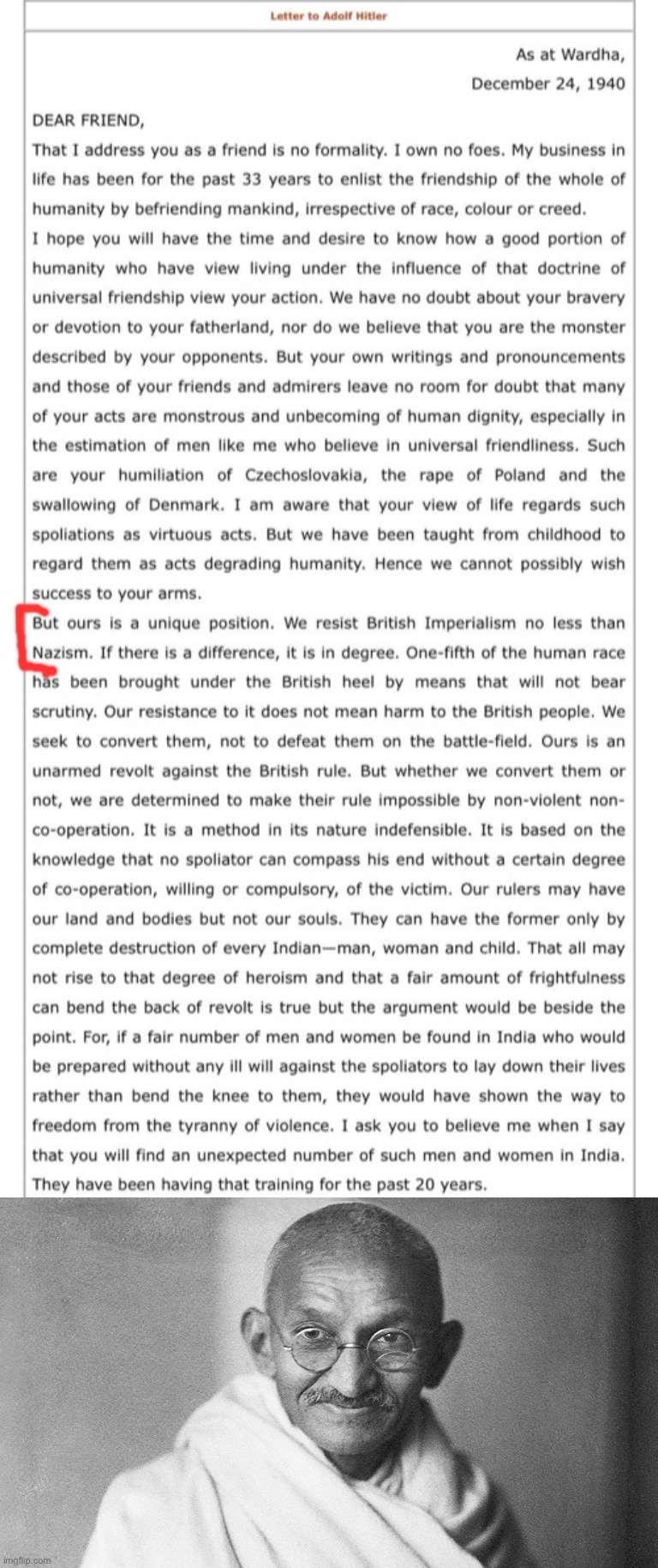image tagged in gandhi writes letter to hitler,mahatma gandhi | made w/ Imgflip meme maker