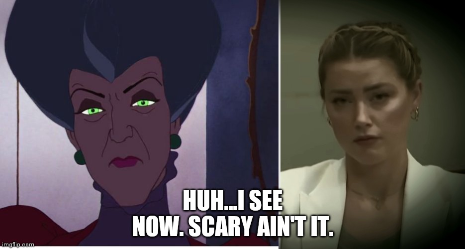 Interesting comparison | HUH...I SEE NOW. SCARY AIN'T IT. | image tagged in amber heard,scary,comparison,same | made w/ Imgflip meme maker