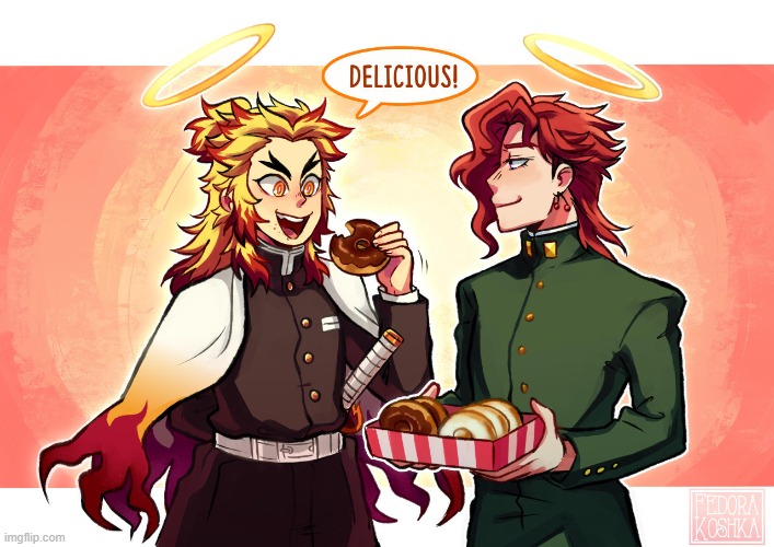 image tagged in what the fuck did you just bring upon this cursed land,why,donuts,kakyoin,demon slayer,jjba | made w/ Imgflip meme maker