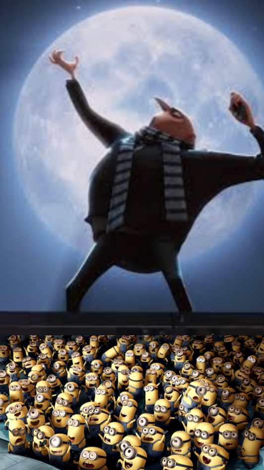 Gru Moon, Minion Cheering Blank Meme Template