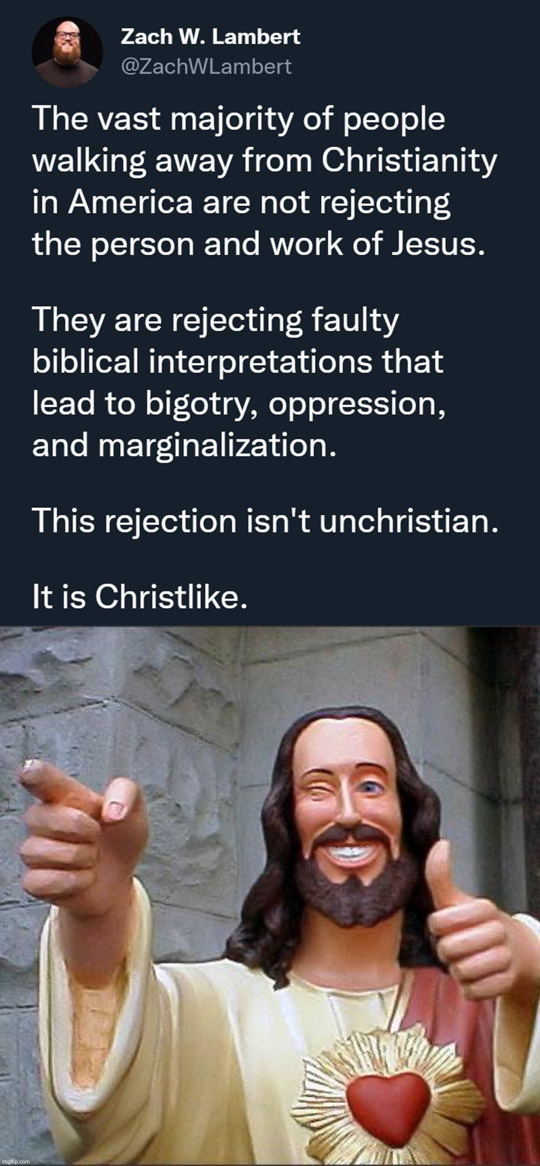 image tagged in reject faulty biblical interpretations,memes,buddy christ | made w/ Imgflip meme maker