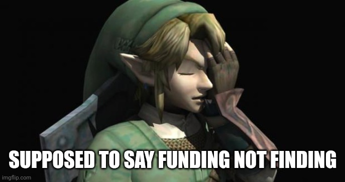 Link Facepalm | SUPPOSED TO SAY FUNDING NOT FINDING | image tagged in link facepalm | made w/ Imgflip meme maker