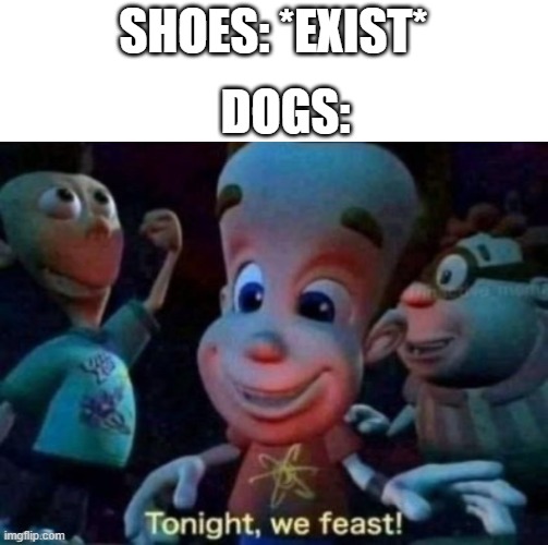 Tonight, we feast | SHOES: *EXIST*; DOGS: | image tagged in tonight we feast | made w/ Imgflip meme maker