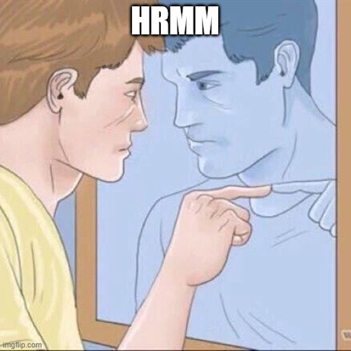 Pointing mirror guy | HRMM | image tagged in pointing mirror guy | made w/ Imgflip meme maker
