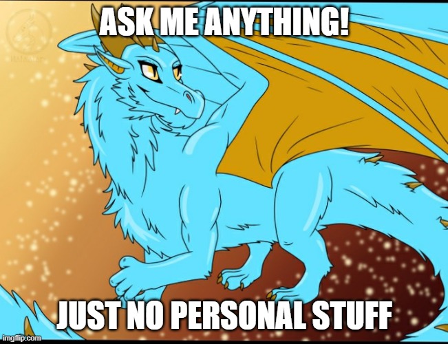 Sky Dragon | ASK ME ANYTHING! JUST NO PERSONAL STUFF | image tagged in sky dragon | made w/ Imgflip meme maker