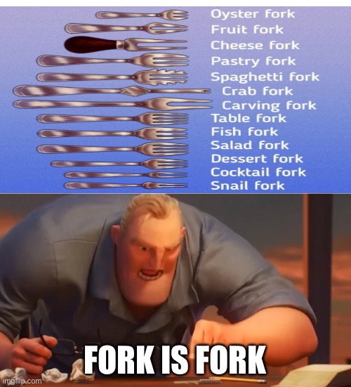 X is X | FORK IS FORK | image tagged in x is x | made w/ Imgflip meme maker