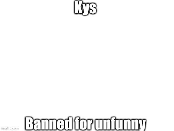Blank White Template | Kys; Banned for unfunny | image tagged in blank white template | made w/ Imgflip meme maker