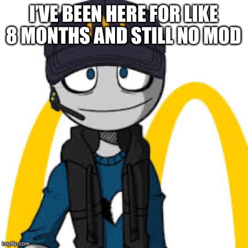 peter mc danolds | I’VE BEEN HERE FOR LIKE 8 MONTHS AND STILL NO MOD | image tagged in peter mc danolds | made w/ Imgflip meme maker