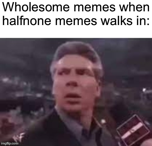 x when x walks in | Wholesome memes when halfnone memes walks in: | image tagged in x when x walks in,memes,funny,funny memes | made w/ Imgflip meme maker