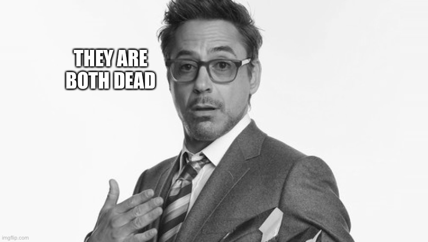 Robert Downey Jr's Comments | THEY ARE BOTH DEAD | image tagged in robert downey jr's comments | made w/ Imgflip meme maker