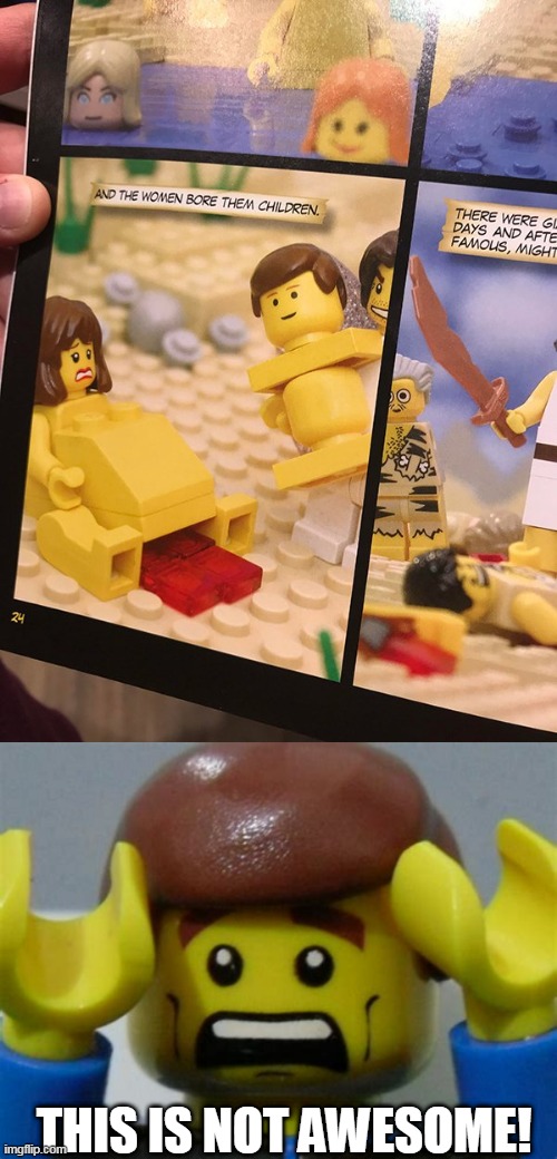 NOW I WANNA READ THAT COMIC | THIS IS NOT AWESOME! | image tagged in memes,lego,comics/cartoons,cursed image | made w/ Imgflip meme maker
