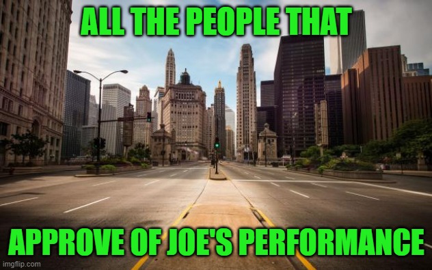 Empty Streets | ALL THE PEOPLE THAT APPROVE OF JOE'S PERFORMANCE | image tagged in empty streets | made w/ Imgflip meme maker
