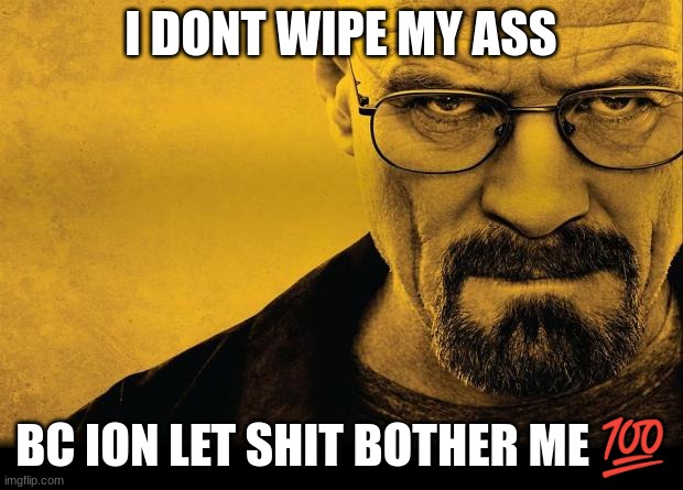 fr fr | I DONT WIPE MY ASS; BC ION LET SHIT BOTHER ME 💯 | made w/ Imgflip meme maker